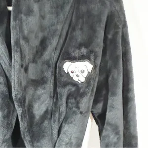 Victoria's Secret PINK Cozy Robe Size XS Black & White Logo Sleep Fluffy‎ PJ thumbnail 4