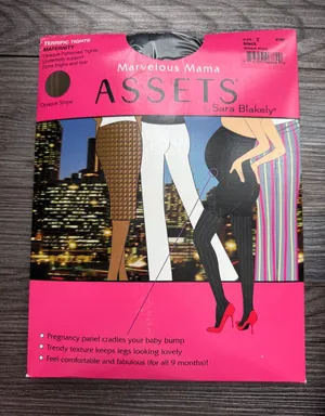 Marvelous Mama Assets by Sara Blakely Maternity Opaque Stripe Tights Size‎ 2 thumbnail 1