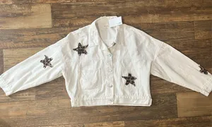 POL White Jean Jacket with Star Accents NWT thumbnail 1