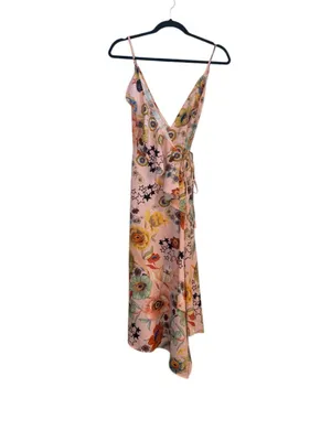 Topshop Star Power Ruffle Wrap Slip Dress pink midi dress floral wedding guest thumbnail 6