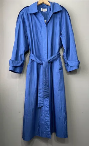 Vintage Weather Master Jacket Petite Size 10 Cobalt Blue Trench Rain Coat Preppy thumbnail 2