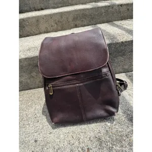 Davis King Vintage Dark Brown Patina Leather Mini Rucksack Flap Zipper Pockets thumbnail 8
