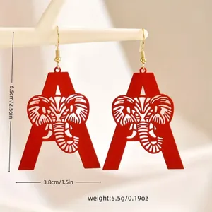 Crimson Red Elephant A Earrings Lightweight Metal University of Alabama Roll Tide Football Jewelry Gameday thumbnail 5