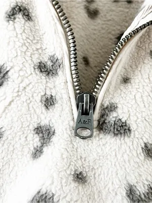 Abercrombie & Fitch Sherpa Gray Leopard Half Zip Fleece Pullover thumbnail 4
