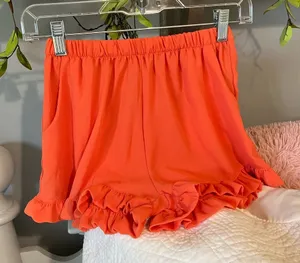 Tyche Shorts Bloomer Elastic Waist Ruffle Womens Small Flirty Pumpkin Orange thumbnail 1