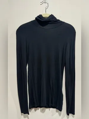 Black Second Skin Turtleneck Top Fitted Layering Made Portugal M thumbnail 2