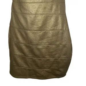 EXPRESS Shimmery Gold One Shoulder Bandage Mini Dress NWT $89 Size‎ XS thumbnail 5