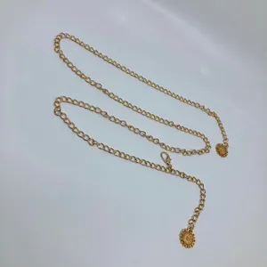 Y2K Rockstar Girlfriend Gold Layered Charm Chain Belt, Up to 37 Inches, X7GA1190 thumbnail 5