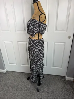 Thirty/Thirty LA Black Mesh Two Piece Maxi Skirt Crop Top Set Sz M NWOT thumbnail 7