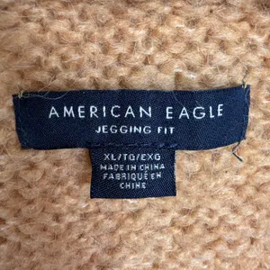 American Eagle XL Sweater Hoodie Camel Tan Jegging Fit V-Neck Knit Pullover thumbnail 6