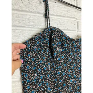 Lola Grace Floral Midi Dress Womens Medium‎ Black Blue NEW Tie Strap Sweetheart thumbnail 2
