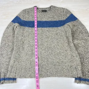 Vintage Abercrombie & Fitch Wool Blend Striped Sweater Oatmeal Blue 90s Medium thumbnail 5