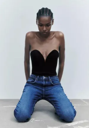 ZARA top black corset sleeveless bodysuit thumbnail 5