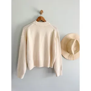 Madewell | NWT SoftWool Boxy Crewneck Sweater in Heather Cloud Cream | Sz S thumbnail 9