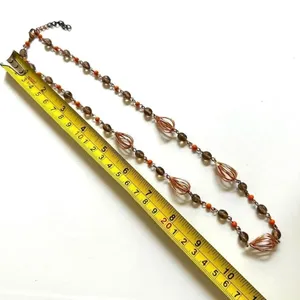 Rose gold tone orange beaded necklace thumbnail 7