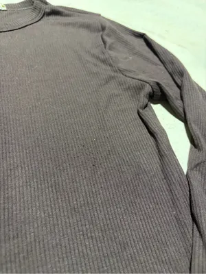 Madewell Long Sleeve Ribbed Crew Neck Shirt brown large thumbnail 6