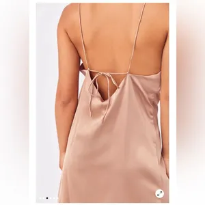 NWT Urban Outfitters Satin Tie Back Slip Dress Bronze Size Small thumbnail 3