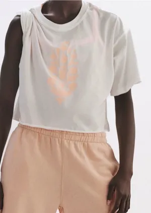 NWT Free People Movement Inspire Tee White Peach Pastel Combo Size Large thumbnail 1