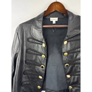 Women’s Making the Cut Size 2X Black Leather Military Jacket thumbnail 2