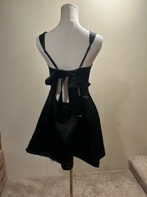 Micas Black Satin Mini Dress thumbnail 4