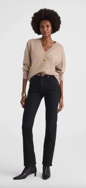 Madewell The Longline Straight Jean Black Frost Comfort Stretch Denim US 28 NWT thumbnail 1