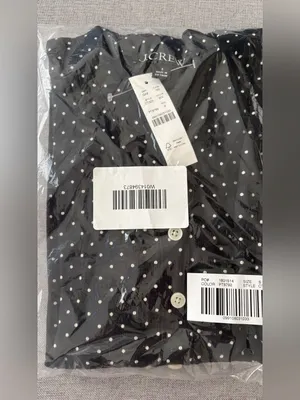 J.Crew Lightweight rib high V-neck cardigan top in dot print thumbnail 4