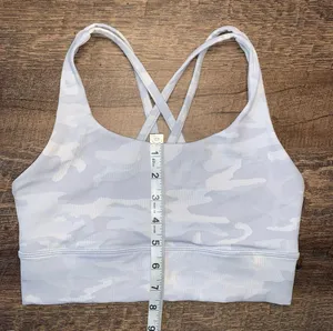Lululemon Energy Longline Grey Camouflage Sports Bra Size 6 thumbnail 8