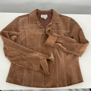 Live a Little Brown‎ Suede Moto Jacket Women's Size L Zip Front thumbnail 5