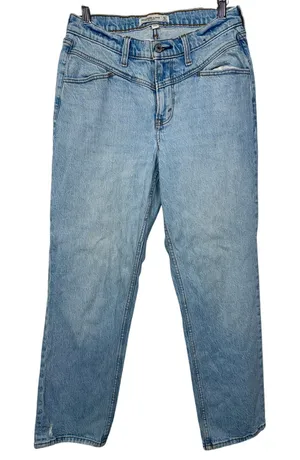 Abercrombie & Fitch Curve Love 90s Straight Mid Rise Blue Denim Jeans Size 27 4 thumbnail 1