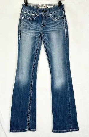Ariat REAL Mid Rise Stretch Entwined Boot Cut Jeans Size 27 Western Rodeo thumbnail 1