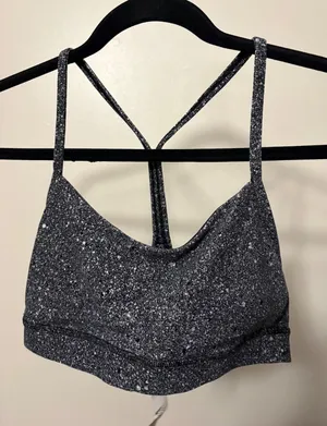 Lululemon Flow Y Bra Nulu Black White Speckled Yoga Sports Bra Size‎ 6 thumbnail 1