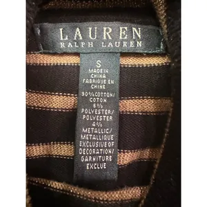Lauren Ralph Lauren Black Gold Metallic‎ Striped Turtleneck Sweater Womens Sz S thumbnail 5