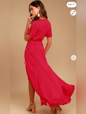Lulus Much Obliged Red Wrap Maxi dress thumbnail 3