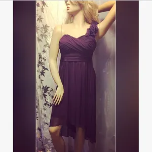 DB Studio Rich Plum One-Shoulder Hi-Low Dress | Floral Strap | M thumbnail 2