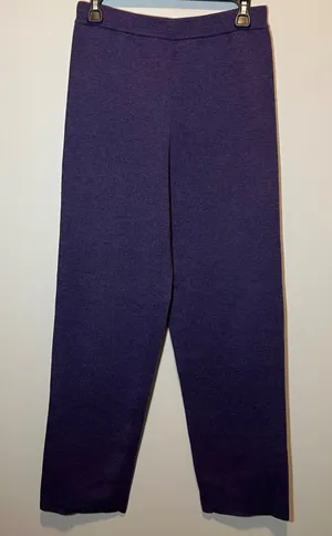 Eileen Fisher Purple 100% Merino Wool Knit Straight Leg Pants Small thumbnail 1