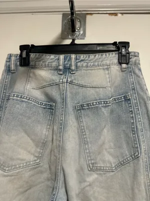 Light Wash Distressed Wide Leg Barrel Jeans Sz:M Indie Hipster Punk Grunge Y2K. thumbnail 12