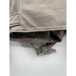 AllSaints Balfern Leather Biker‎ Jacket Women's Size 0 Taupe Moto Fall Edgy thumbnail 11