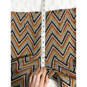 Industry Orange Chevron Print Knit Retro 70s Pull On Flare Boho Pants M thumbnail 6