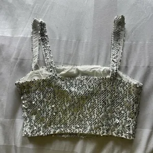 Forever 21 Silver sequined crop top thumbnail 2