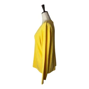 Foxcroft Sweater Women Large Yellow‎ Cotton Blend Knit Cardigan Preppy Classic thumbnail 5