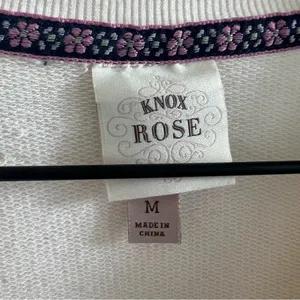 Knox Rose Cream Boho Button Lace Sweatshirt Long Sleeve Medium thumbnail 3