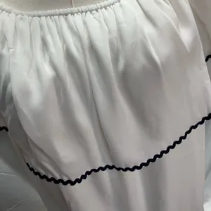 Entro‎ White Off the Shoulder Dress Womens Small Relaxed Blue Trim Flowy thumbnail 6
