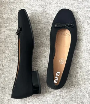 Caravelle NEW ara Black Ballet Flats Block Heels thumbnail 1