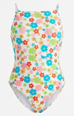 Ninety-Nine Womens Floral One Piece Swimsuit XXL Square Neck Retro Flower Print thumbnail 1