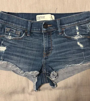 Abercrombie & Fitch 4 Low Rise Dark Wash Distressed Denim Cuffed Shorts thumbnail 1