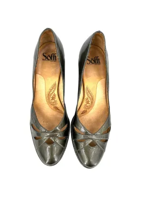 Söfft Retro Olive Green Patent Leather Heels Cutout Design Size 9 Retro Chic thumbnail 4