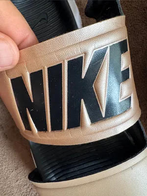 Nike Metallic Tan and Black Double-Strap Slide Sandals thumbnail 11