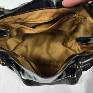 Longchamp Black Patent Leather Dual Handle Satchel Shoulder Bag thumbnail 12