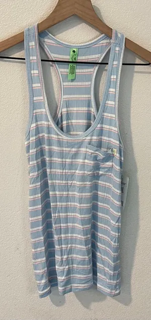 Honeydew‎ Intimates Super Soft Ribbed Light Blue Striped Scoop Neck Tank Top S thumbnail 1