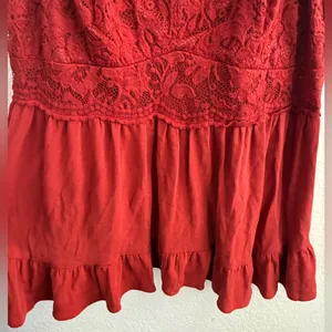 Ruffled Smocked Lace Babydoll Spaghetti Strap Crinkle Gauze Tank Top 1 thumbnail 6